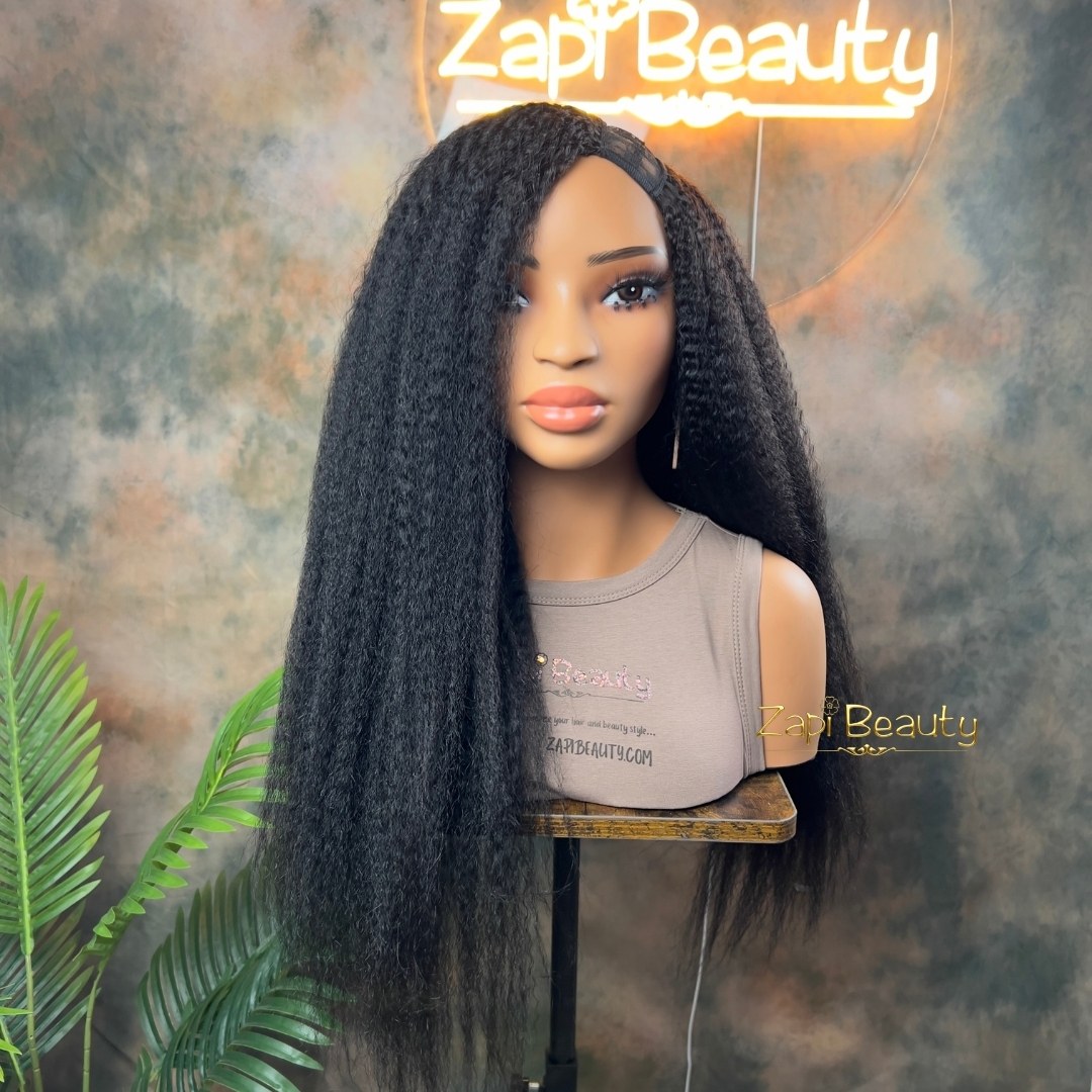 Kinky Straight Human Hair U-Part Wig - Image 2