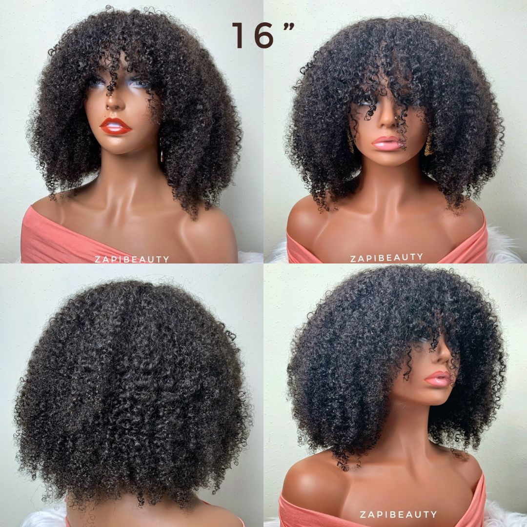 10-16" Kinky Curly "C" Fake Scalp Bang Wig - Image 4