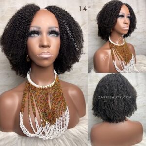 4B 4C Kinky Coily V-Part Wig – 14" 180% Density