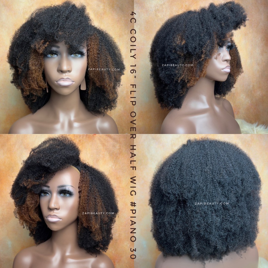 4B/4C Coily U-Part & Half Wig | 180% or 250% Density - Image 7