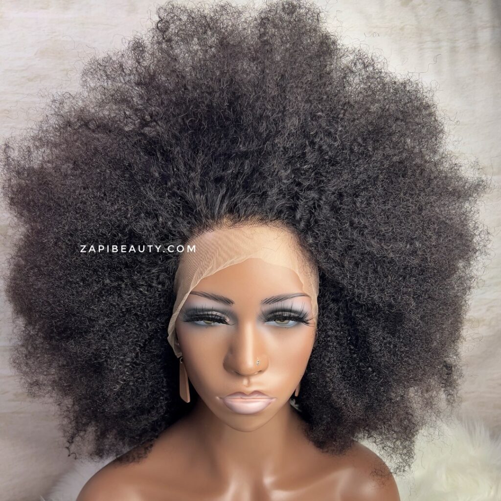 Short Afro Kinky Curly Lace Frontal & Closure Wig - 300% Density