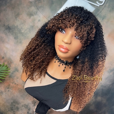 20-inch Kinky Curly "C" Fake Scalp Bang Wig
