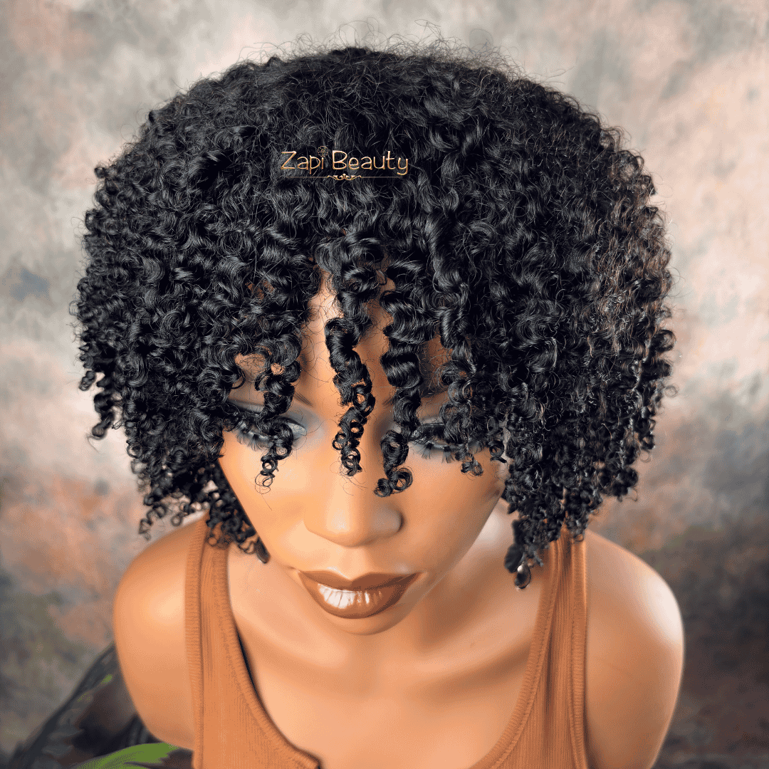 10-16" Kinky Curly "C" Fake Scalp Bang Wig - Image 11
