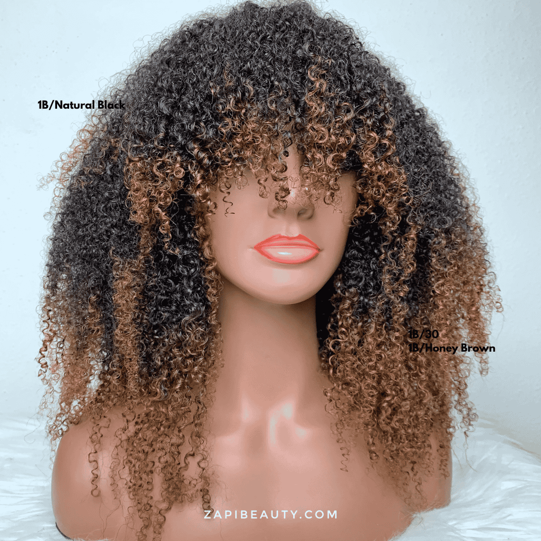 18"-24" Kinky Curly "C" Fake Scalp Bang Wig - Image 4