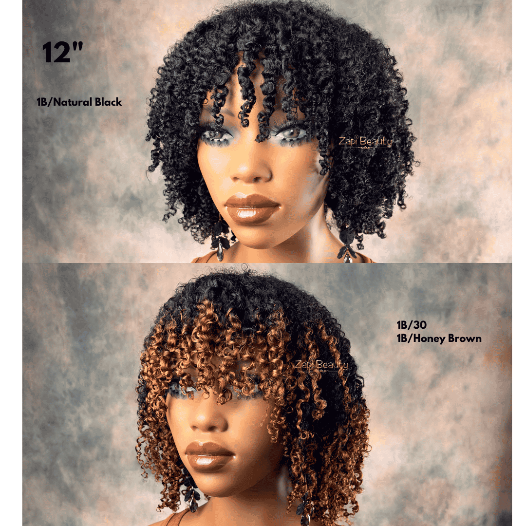 10-16" Kinky Curly "C" Fake Scalp Bang Wig - Image 8