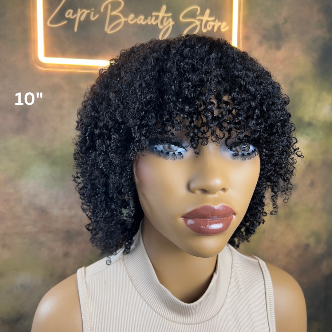 10-16" Kinky Curly "C" Fake Scalp Bang Wig - Image 6