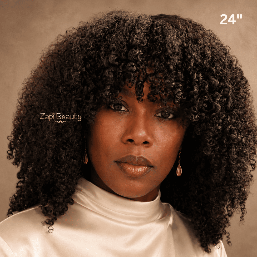18"-24" Kinky Curly "C" Fake Scalp Bang Wig - Image 11
