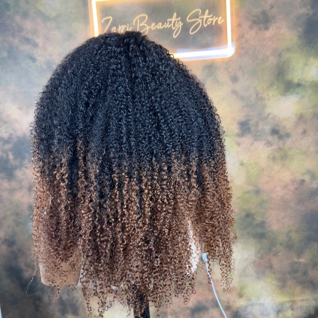 18"-24" Kinky Curly "C" Fake Scalp Bang Wig - Image 6