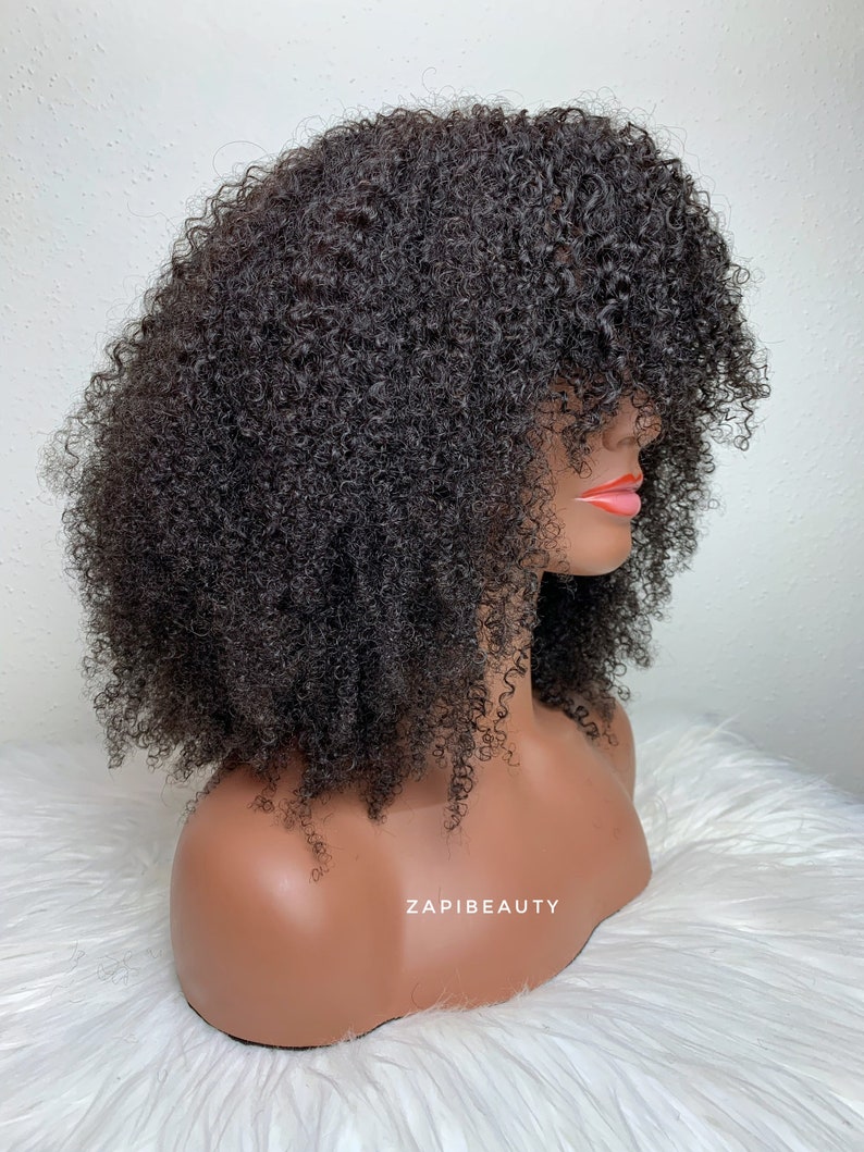18"-24" Kinky Curly "C" Fake Scalp Bang Wig - Image 8