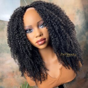 Invisible Track Kinky Curly “C” Layered V-Part & Half  Wig