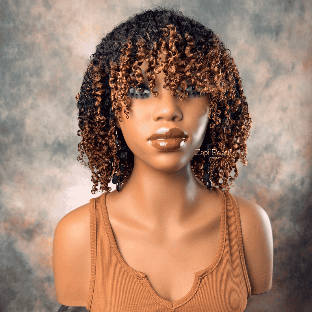 10-16" Kinky Curly "C" Fake Scalp Bang Wig