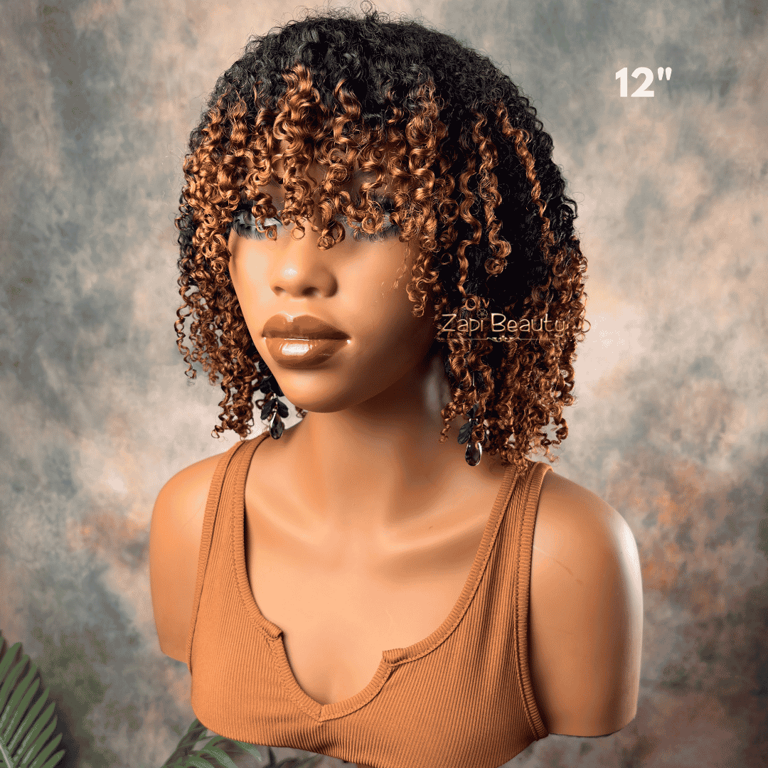 10-16" Kinky Curly "C" Fake Scalp Bang Wig - Image 3
