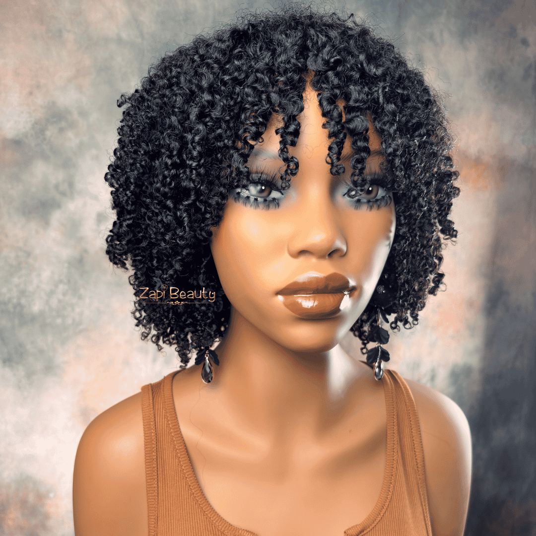 10-16" Kinky Curly "C" Fake Scalp Bang Wig - Image 5