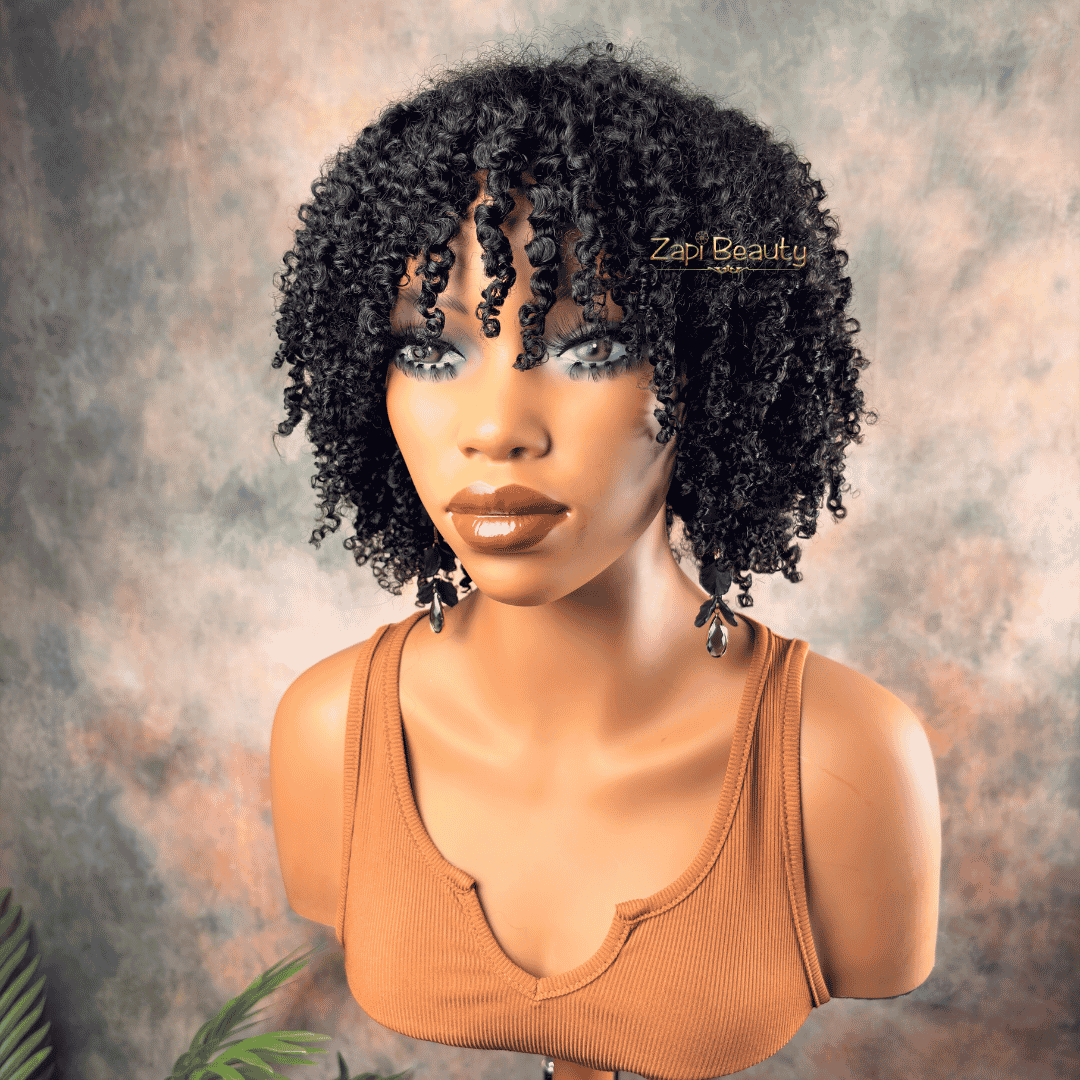 10-16" Kinky Curly "C" Fake Scalp Bang Wig - Image 2