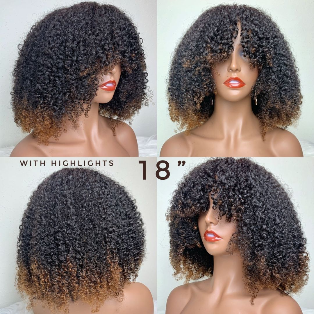 18"-24" Kinky Curly "C" Fake Scalp Bang Wig - Image 9